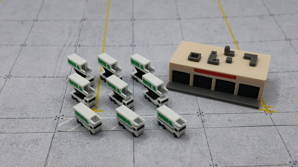 Catering-Depot mit 9x Catering-Hochladern – 1:500/1:400